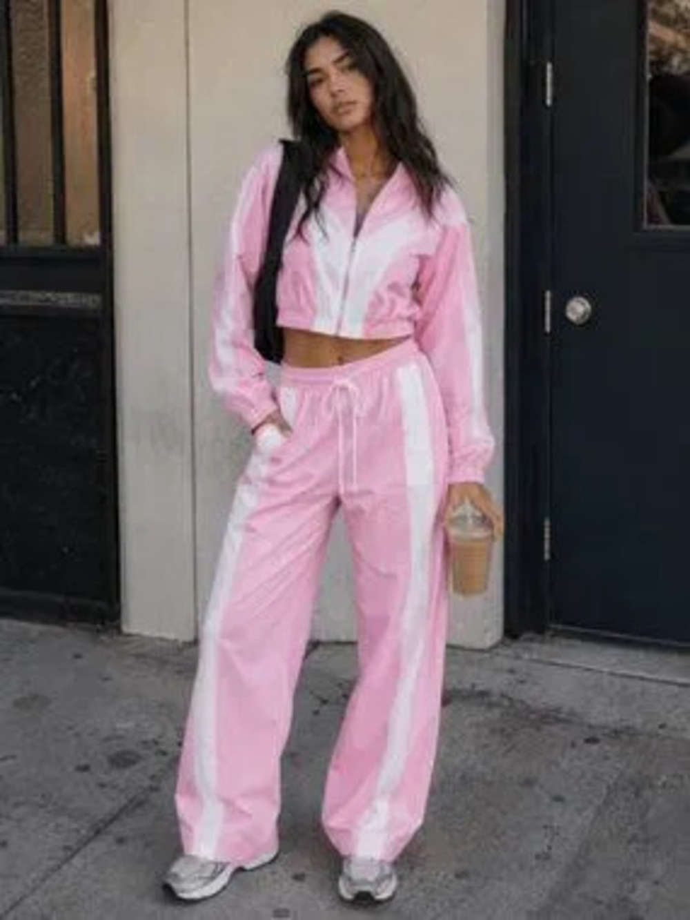 Casual Womens Colorblock 2 piece jacket and pant set